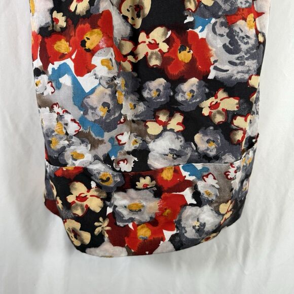 Hitherto Anthropologie Dress Women's 14 Blue Red Floral Zip Back Sleeveless Tie - Picture 8 of 14